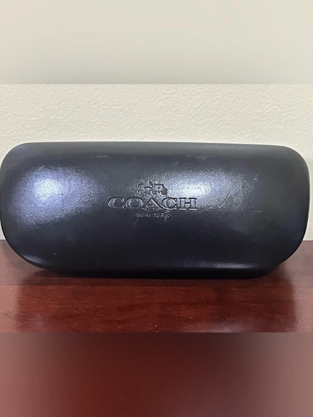 Coach Black Leather Eyewear Case with Embossed Logo